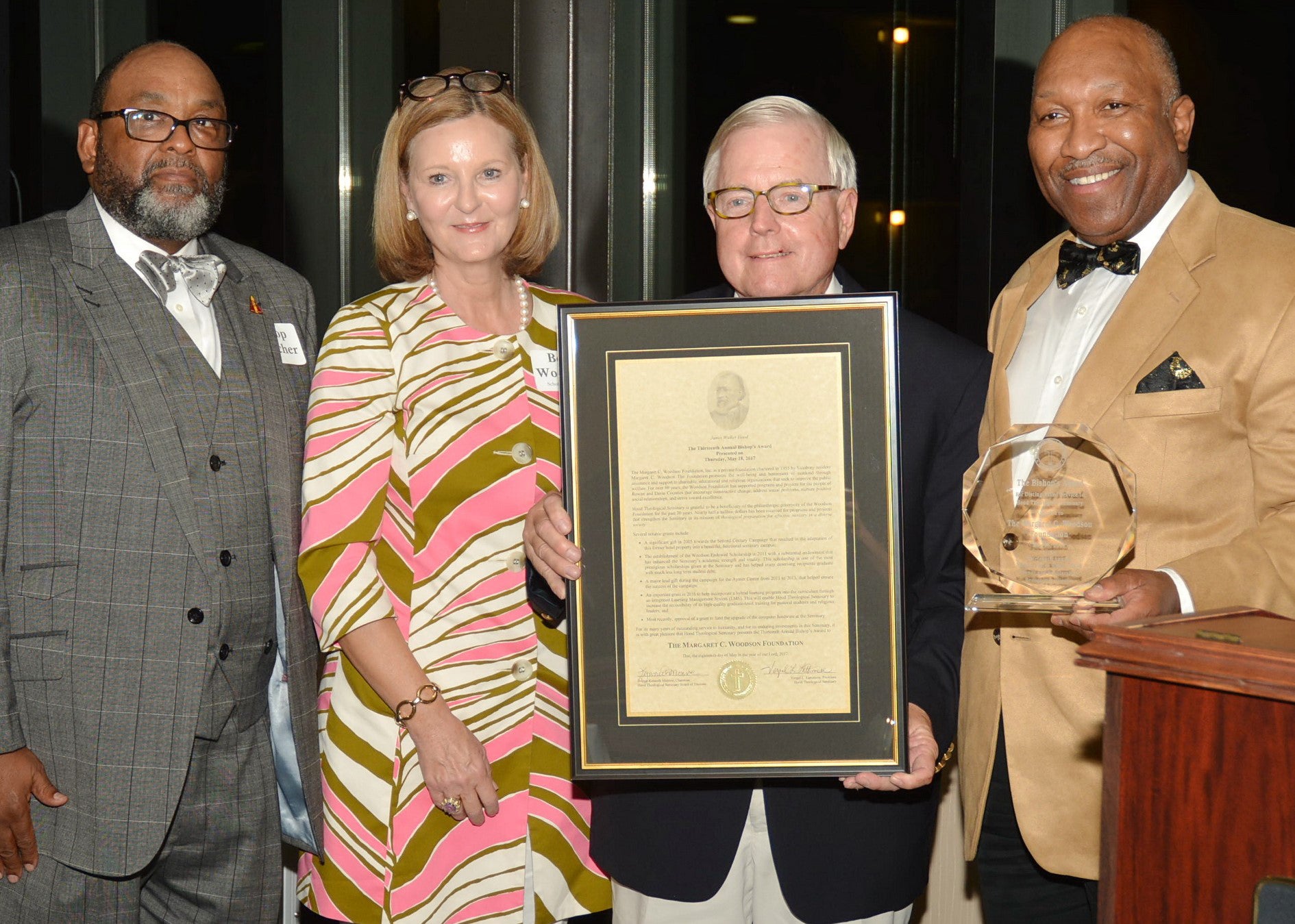 Dr. Trevor Williams and the Woodson Foundation receive Bishop’s Award