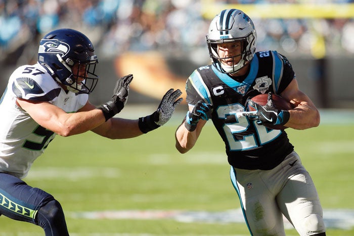 Seattle Seahawks linebacker Cody Barton (57) lines up for play