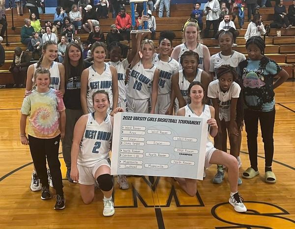 West Rowan Middle School girls, 17-0, regular season and tournament champs