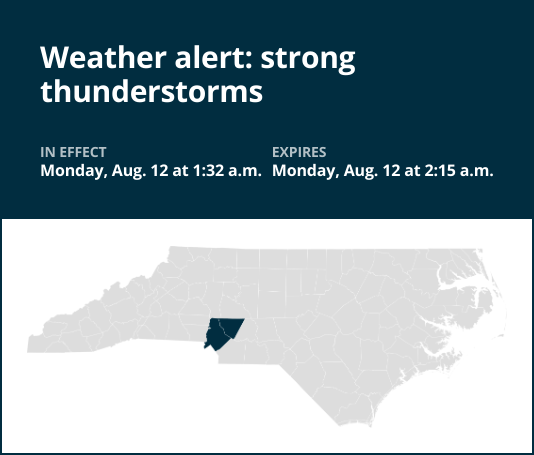 Brace for strong thunderstorms in Cabarrus County until 2 a.m. Monday