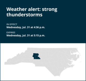 Expect pea-sized hail with thunderstorms in Davie and Rowan counties Wednesday