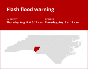 Flash flood warning affecting Cabarrus County until Thursday midday