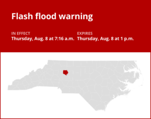 Flash flood warning affecting Davie County until Thursday afternoon