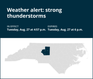 Pea-sized hail predicted with thunderstorms to hit central North Carolina Tuesday