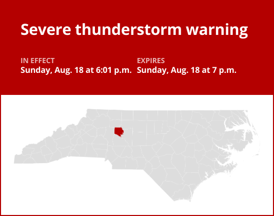 Prepare for damaging winds and quarter-sized hail with thunderstorms in Davie County Sunday