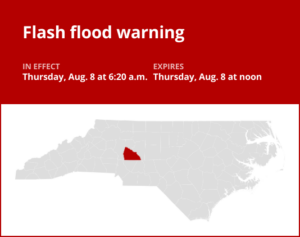 Rowan County under a flash flood warning until Thursday midday