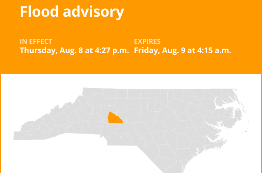 Rowan County under a flood advisory until early Friday morning