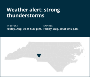 Thunderstorms with pea-sized hail in Cabarrus County Friday