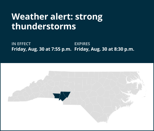 Thunderstorms with pea-sized hail to hit central North Carolina Friday