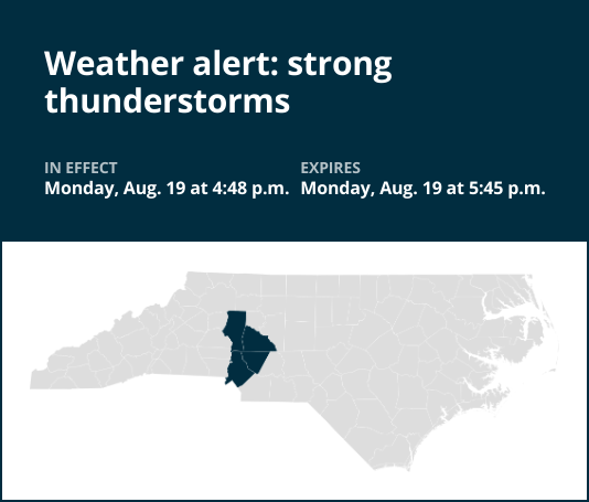 Thunderstorms with pea-sized hail to hit Rowan and Cabarrus counties Monday