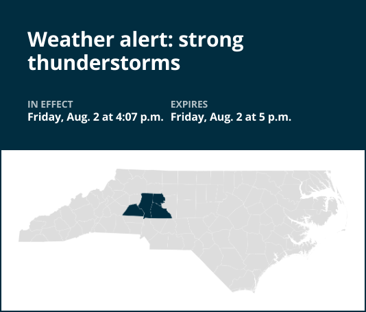 Update: Be prepared for strong thunderstorms in Davie and Rowan counties early Friday evening