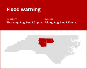 Update: Davidson County under a flood warning until early Friday morning