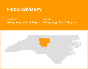 Update: Flood advisory affecting central North Carolina until Friday evening