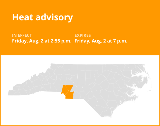 Update: Heat advisory affecting Cabarrus County until Friday evening