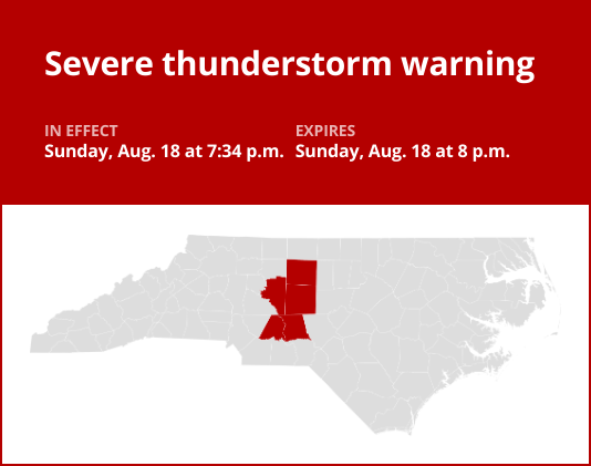 Update: Thunderstorms with damaging winds and quarter-sized hail in Davidson County Sunday