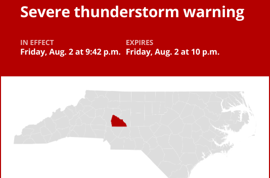 Update: Thunderstorms with damaging winds in Rowan County Friday