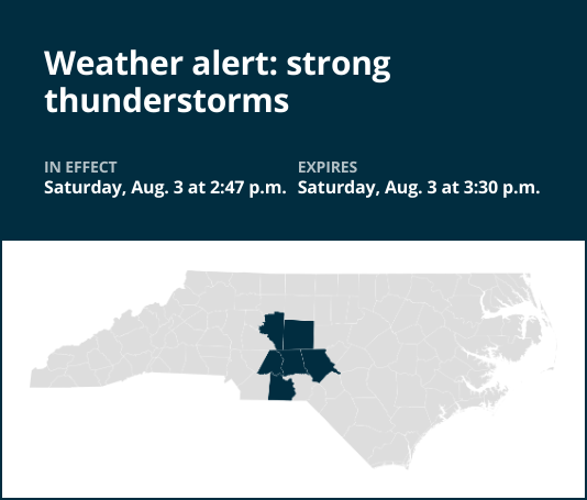 Update: Weather alert issued for strong thunderstorms in Davidson County Saturday afternoon