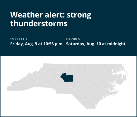 Weather alert for strong thunderstorms in Davidson County until early Saturday