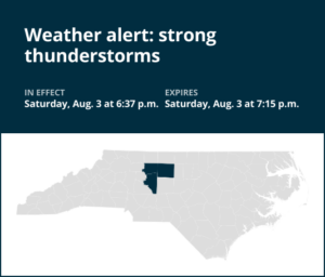 Weather alert issued for strong thunderstorms in Davidson County Saturday evening