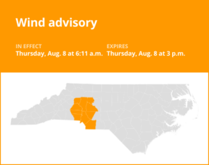 Wind advisory affecting 3 N.C. counties until Thursday afternoon