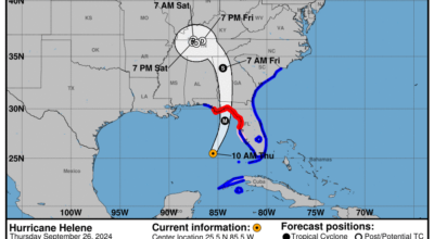 Category 2 Hurricane Helene: Thursday, Sep 26 status update from the NHC