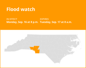 Central North Carolina under a flood watch until Tuesday morning