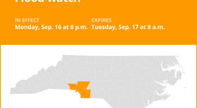 Central North Carolina under a flood watch until Tuesday morning