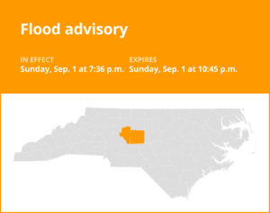 Flood advisory affecting Davidson and Randolph counties until Sunday night