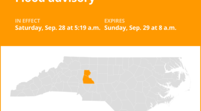 Flood advisory for Davie and Rowan counties until Sunday morning