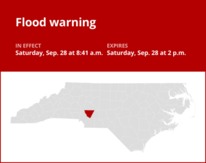 Flood warning affecting Cabarrus County until Saturday afternoon