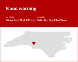 Flood warning affecting Cabarrus County until Saturday morning