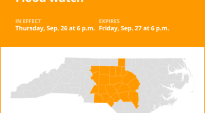 Flood watch for central North Carolina until Friday evening