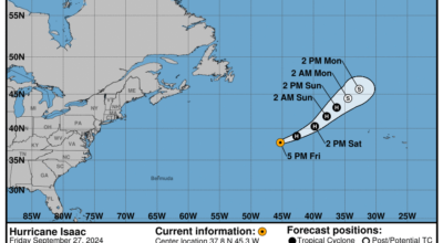 Friday, Sep 27 update: Latest on Category 1 Hurricane Isaac from the NHC