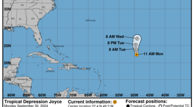 Latest on Tropical Depression Joyce: Monday, Sep 30 update from the NHC