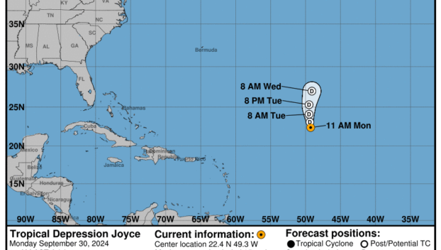 Latest on Tropical Depression Joyce: Monday, Sep 30 update from the NHC