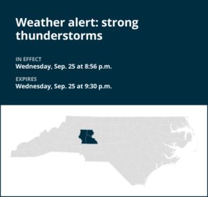 Pea-sized hail forecast with thunderstorms to hit central North Carolina Wednesday