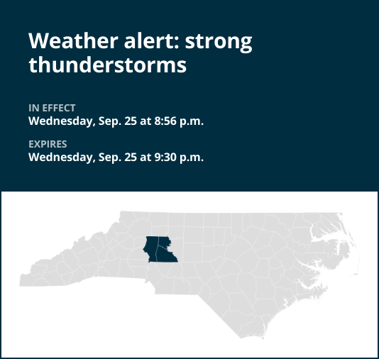 Pea-sized hail forecast with thunderstorms to hit central North Carolina Wednesday