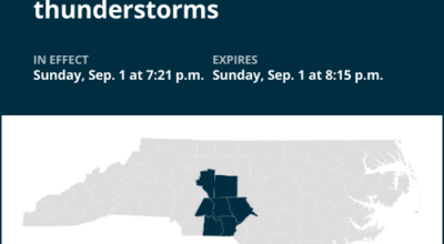 Prepare for strong thunderstorms in central North Carolina Sunday evening