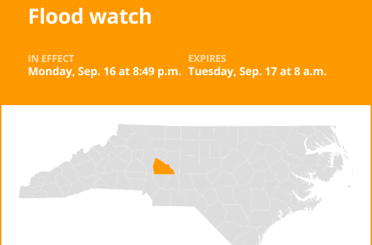 Rowan County under a flood watch until Tuesday morning