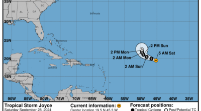 Saturday, Sep 28 update from the National Hurricane Center: Latest on Tropical Storm Joyce