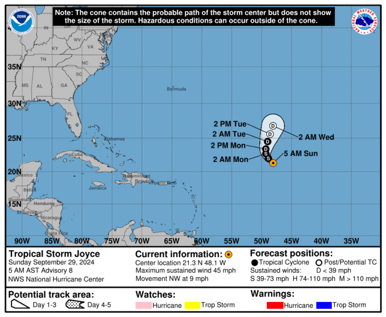 Sunday, Sep 29 NHC's update on Tropical Storm Joyce Salisbury Post