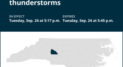 Thunderstorms with pea-sized hail in Rowan County Tuesday