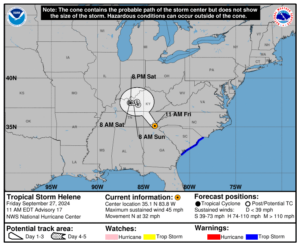 Tropical Storm Helene: Friday, Sep 27 update from the NHC on latest developments