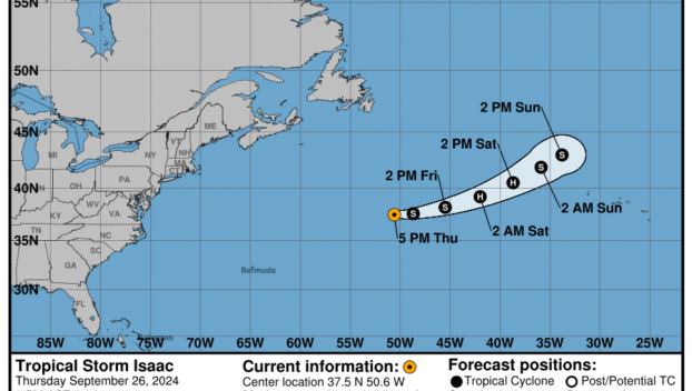 Tropical Storm Isaac: Thursday, Sep 26 status update from the NHC