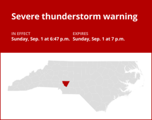 Update: Thunderstorms with damaging winds in Cabarrus County Sunday