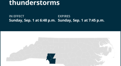 Update: Weather alert issued for strong thunderstorms in central North Carolina Sunday evening