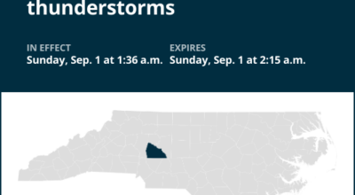 Weather alert for strong thunderstorms in Rowan County until 2 a.m. Sunday