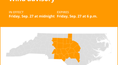 Wind advisory affecting central North Carolina Friday