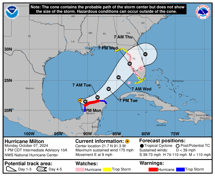 Category 5 Hurricane Milton: Monday, Oct 7 update from the NHC on latest developments