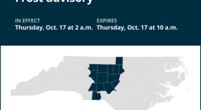 Frost advisory issued for central North Carolina for Thursday